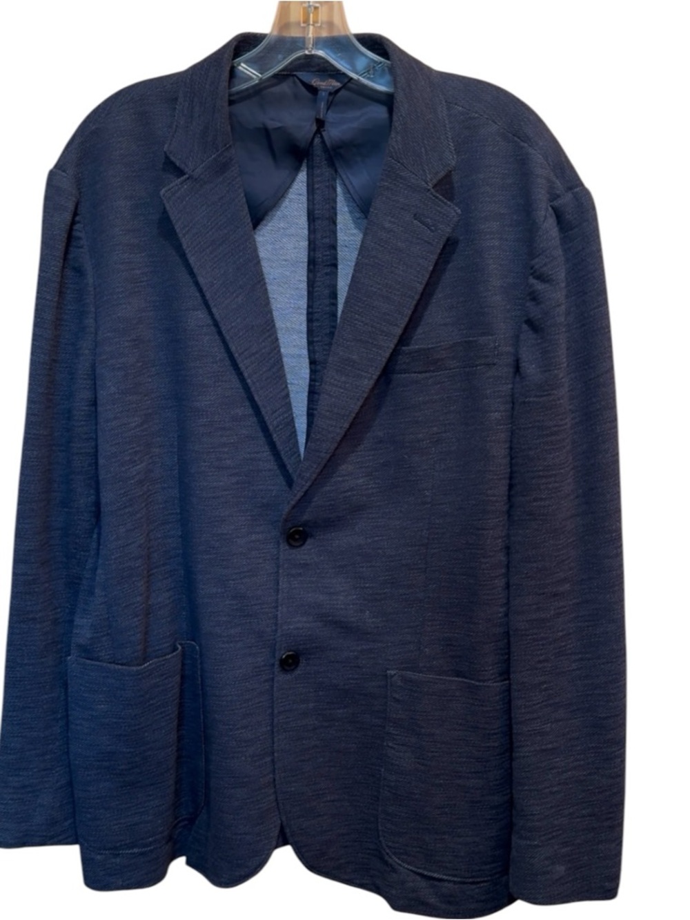 Good Man Brand Blazer Mens Size L Blue Knit 100% Cotton Casual Tailored Jacket